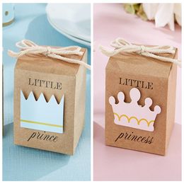 100PCS LOT 2016 Baby Shower Favours of Little Prince Kraft Favour Boxes For baby birthday Party Gift box and baby Decoration candy222S