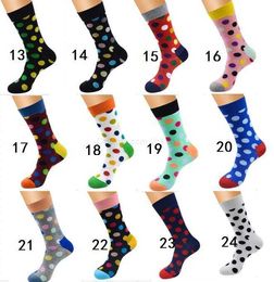 24 styles New Happy socks Men colorful combed cotton socks British design sock dots long tube stocking Harajuku skateboard socks