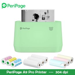 Printers PeriPage A9 Pro Portable Bluetooth Thermal Pocket Printer 304dpi Grayscale Mode Mini Photo Printer Receipt Label Maker 56mm/77mm