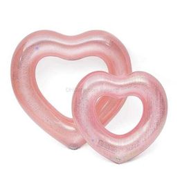 Love Heart Inflatable Floats Pool Rose Gold Glitter Swim Ring Swimming Tool Pools Life Buoy Tubes For Adult 120cm Alkingline