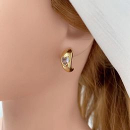 Stud Earrings KELITCH Moon Shape Bangle Rhinestones-encrusted Alloy Gold Silver Color Punk Style Women Fashion