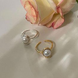Cluster Rings Online Celebrity Blogger With Pearl Ring 925 Sterling Silver French Retro Light Luxury Opening Can Be Adjusted In Size