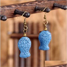 Dangle Chandelier 8 Colors Fish Lava Stone Earrings Per Essential Oil Diffuser Natural Ethnic Accessories Jewelry For Women Drop De Dhd24