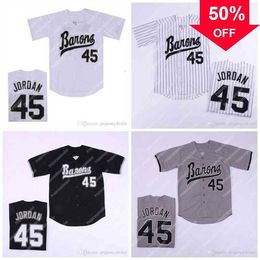 Xflsp GlaC202 Mens Birmingham Barons Jersey Michael 45 White Grey Black Baseball Jersey Double Stitched Name and Number IN STOCK Shipping