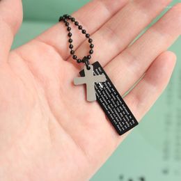 Pendant Necklaces Men's Titanium Steel Fashion Black Cross Necklace With Engraved Scriptures Clothing Accessories