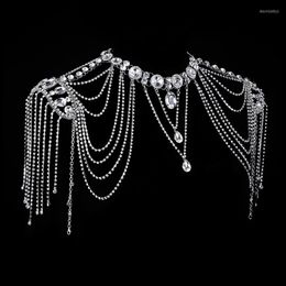 Chains Luxury Bridal Shoulder Necklace Women Pageant Prom Wedding Jewellery Chain Necklaces Rhinestone Accessories