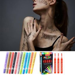 Tattoos F1FF 15 Pcs Art Body Painting Pens Soft Head Graffiti Washable Markers DIY Face Body Tattoo Pencils