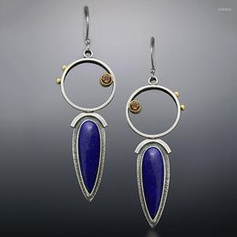 Dangle Earrings Creative Retro Geometric Lapis Lazuli Bohemian Style Unique Drop Shape Accessories Statement Boho