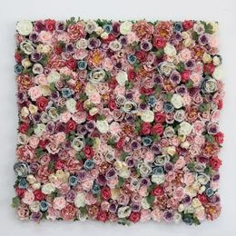 Decorative Flowers Artificial Panels 16 X 24" Flower Wall Mat Silk Rose Backdrop Home Party Wedding Decoration Colorful