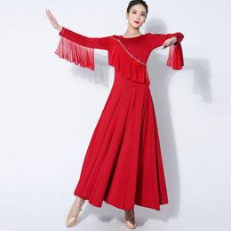 Stage Wear Lotus Long Sleeve Design Female Latin Dance Dress For Women Dresses Competition Ballroom Dancing Costume 2307