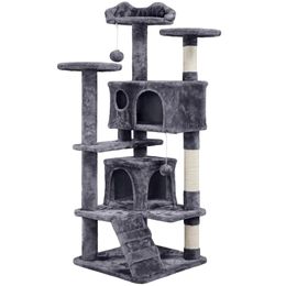 Scratchers 54.5" Double Condo Cat Tree with Scratching Post Tower, Multi Colors Scratcher for Cats Cat Tower Cat Supplies