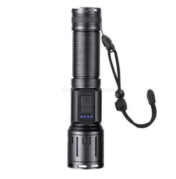 Super Bright Flashlight USB Rechargeable 5000 Lumens Zoom Torch Lights Outdoor Waterproof LED Tactical Flashlights With COB Light Alkingline