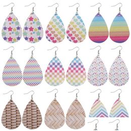 Dangle Chandelier Spring Leather Earrings Fashion Rainbow Star Colorf Print Teardrop For Women Beach Jewellery Gift 10 Styles Drop De Dhih6