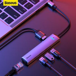 Hubs Baseus USB C HUB USB to Multi HDMIcompatible USB 3.0 RJ45 Carder Reader OTG Adapter USB Splitter for MacBook Pro Air HUB Dock