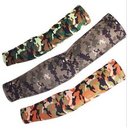 spandex Camo baseball football golf gaming compression arm sleeve tattoo sun uv protection sport outdoor Cycling breathable ice silk sleeves Elow protector