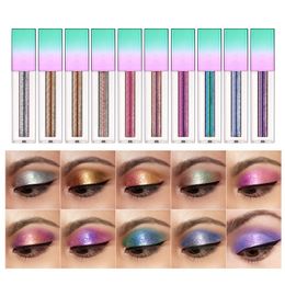 Long Lasting Waterproof Liquid Eyeshadow Glitter 10 Colors Highly Pigmented Metallic Shimmer Liquid Eye Shadow Makeup Colorful Sparkly Shining Eyeshadow