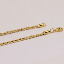 Chains 3mm Gold-color Singapore Twisted Rope Chain Engraved Free Dropping Necklace For Men
