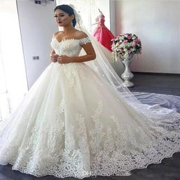 Saudi Arabia Wedding Dresses Vintage Ball Gowns Sweetheart off the Shoulder Off Shoulder Lace Country Vestido Branco vestidos de n276l