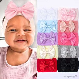 Hair Accessories 2023 New Darling Soft Girls Wide-brimmed Bow Elastic Scarf Baby Headband Turban