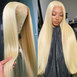 Straight Honey Blonde Lace Front Wig Human Hair For Women 180 Density Brazilian Colored 30 34 Inch Frontal Wigs