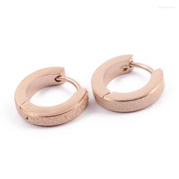Hoop Earrings Fashion Frosted Stainless Steel Colour Rose Gold Shiny Sand Huggie For Men Women 3mm