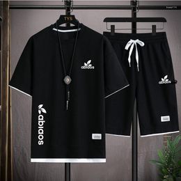 Men's Tracksuits Summer Waffle Fabric Men's And Women's Couple Casual Set Large Relaxed Outdoor Jogging Harajuku Hip Hop Running