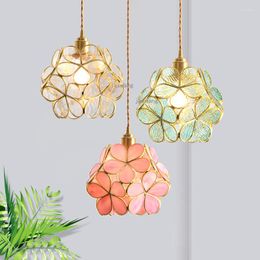 Pendant Lamps Modern LED Glass Lights Nordic Living Room Hanging Ceiling Bedroom Lustre Flower Suspension Light Fixtures