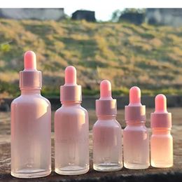 Bottle 10pcs 5ml 10ml 15ml 30ml 50ml Pink Glass Dropper Bottle with Dropper Pipettes Empty Drop Bottle Perfume Bottle Containers