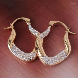 Hoop Earrings 2023 Geometric Shape Women Inlaid Crystal Round CZ Simple Versatile Delicate Gift Female Trendy Jewelry