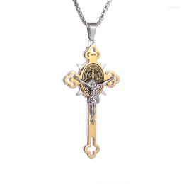 Pendant Necklaces Vintage Christian Good Friday Cross Stainless Steel Necklace Men Women Amulet Religious Jewellery Gift
