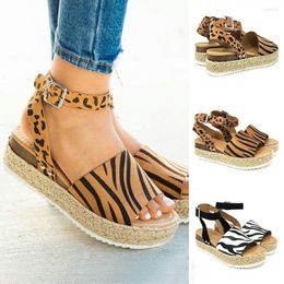Sandals Leopard Wedge Women Summer Causal Shoes Fashion Rope Platform Woman Buckle Strap Wedges Sandalias Femininas