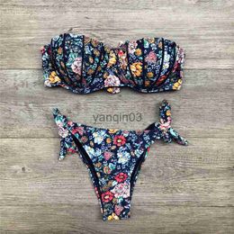 Women's Swimwear Floral Flower Printed High Waisted Bikini Bottoms Plus Size Sexy Swimwear Women Anime Bathing Swimsuit Women J230603