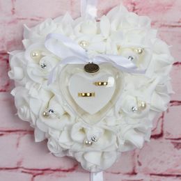 Decorative Flowers 1Pcs Romantic Heart-shape Rose Wedding Decor Valentine's Day Gift Ring Bearer Pillow Cushion Pincushion Party