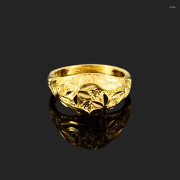 Cluster Rings Flower Wholesale Fashion Charm Elegant Women Ring 24k Gold Color For Jewelry Gift 2023