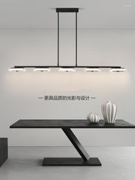 Chandeliers Nordic Copper Chandelier Lighting Minimalism One Word Strip Hanging Lamp Black LED Restaurant Bar Indoor Decoration Fixtures