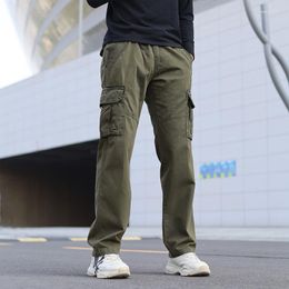 Men's Pants Cotton Fashion Casual Anti WrinkleTrousers Men's Work Wear Military Style Straight Leg Multi Pocket