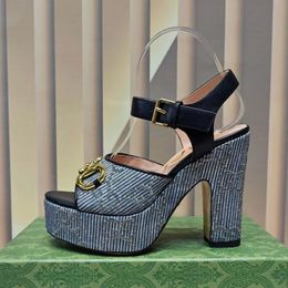 Designer Sandals sandali femminili, tacchi alti, spesse tacchi in legno con sola, scarpe da donna formali da 12 cm, tacchi ultra-alti, sandali impermeabili