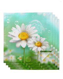 Table Napkin 4pcs Summer Daisy Water Drops Sunshine Square 50cm Wedding Decoration Cloth Kitchen Dinner Serving Napkins