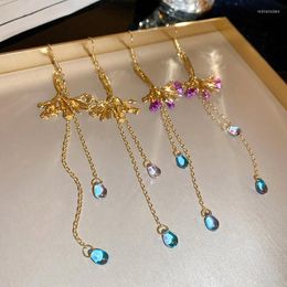 Dangle Earrings Arrival Drop Fashion Metal Classic Women Crystal Chain Long Tassel Branch All-match Light Luxury Jewellery