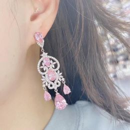 Dangle Earrings Trendy Water Drop Earring For Women Wedding Cubic Zirconia Dubai Bridal Costume Jewelry Summer Party E5467