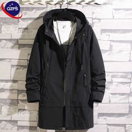 OEM Custom Casacos Masculinos Polyester Men Trench Coat Plus Size Windbreaker Jackets Zipper Hooded Men's Windproof Jackets EB