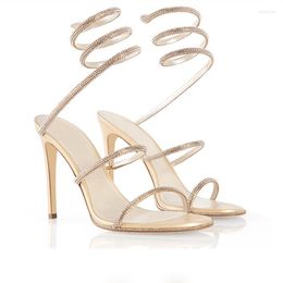 Sandals Summer Fish Mouth Wrapped Strap Water Diamond Slim High Heel Banquet Dress Versatile Fashion Large Size Women Sandal