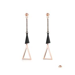 Dangle Chandelier Christmas Gift Stainless Steel Rose Gold Color Simple Triangles Personality Drop Earrings For Women Delivery Jewe Dh8R0