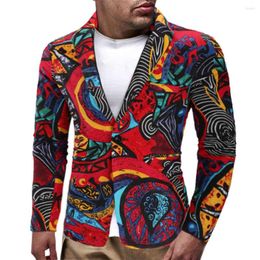 Men's Suits Spring And Autumn 2023 Men's Casual Cotton Linen Suit African Ethnic Style Print