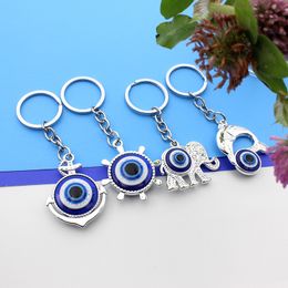 Turkey Bule Evil Eye Keychains Pendant Anchor Rudder Elephant Dolphin Devil Eyes Keychain Bag Key Chain Hanging Jewelry Gift