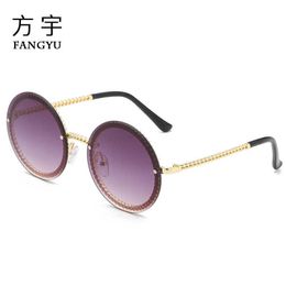 2019 New shades Fashion Xiaoxiangjia Bag Net Red Round dita vintage Sunglasses for women Can Be Paired with Necklace Women's Style Antireflection