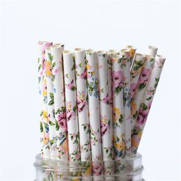 Disposable Dinnerware 25/50/100 pieces of romantic paper rope biodegradable retro flowers drinking paper rope Christmas decoration wedding event