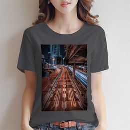 T-Shirt Cotton Neon Printing Women's Round Neck Short Sleeve Loose Summer T-shirt Y2K Top P230603