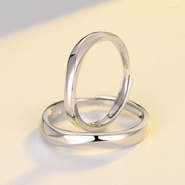 Cluster Rings Real Certified Sterling 925 Silver Couple For Lovers Men And Women Original Design Simple Round Gift