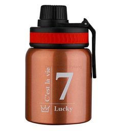 Portable lucky water bottle kids students teenage handle Double thermos cup creative boys girls outdoor travel flask stainless steel mugs